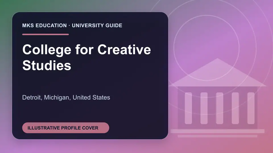 Illustrative MKS Education profile cover for College for Creative Studies in the USA