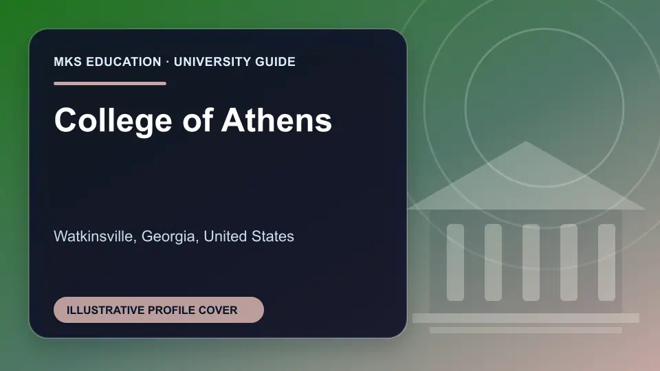 Illustrative MKS Education profile cover for College of Athens in the USA