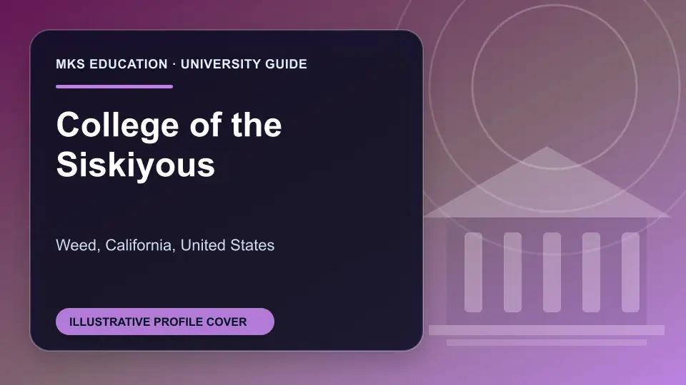 Illustrative MKS Education profile cover for College of the Siskiyous in the USA