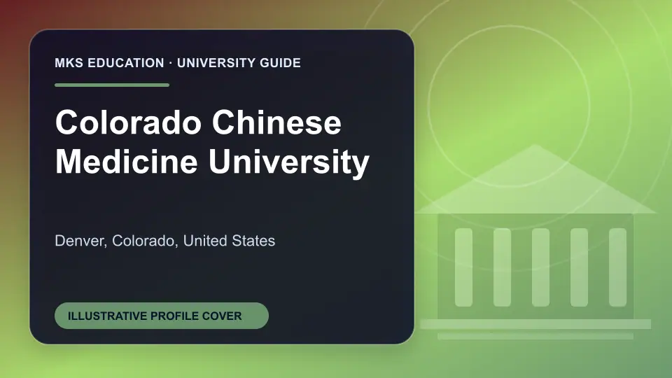 Illustrative MKS Education profile cover for Colorado Chinese Medicine University in the USA