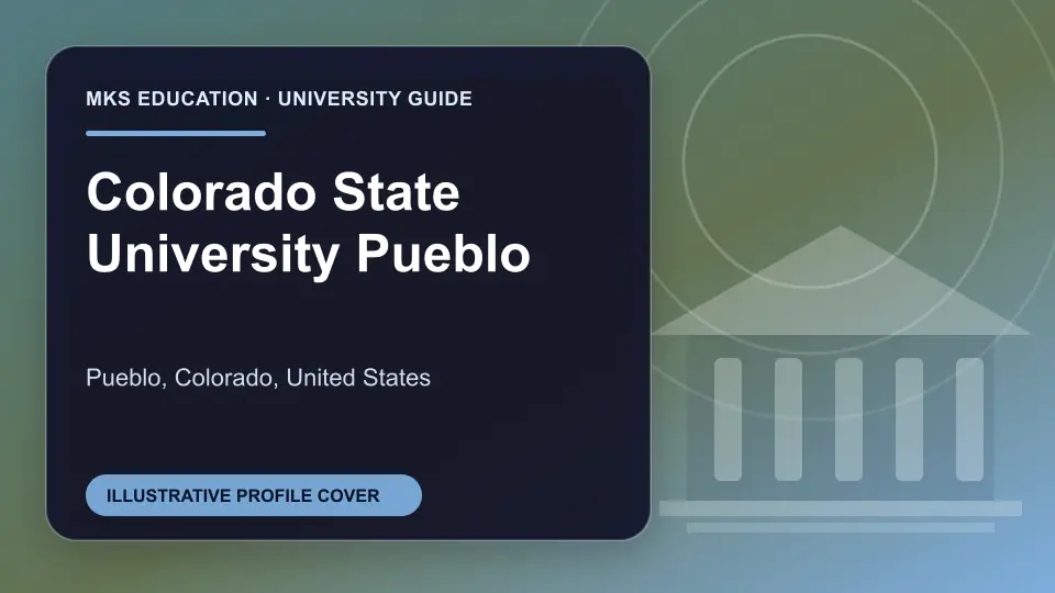 Illustrative MKS Education profile cover for Colorado State University Pueblo in the USA