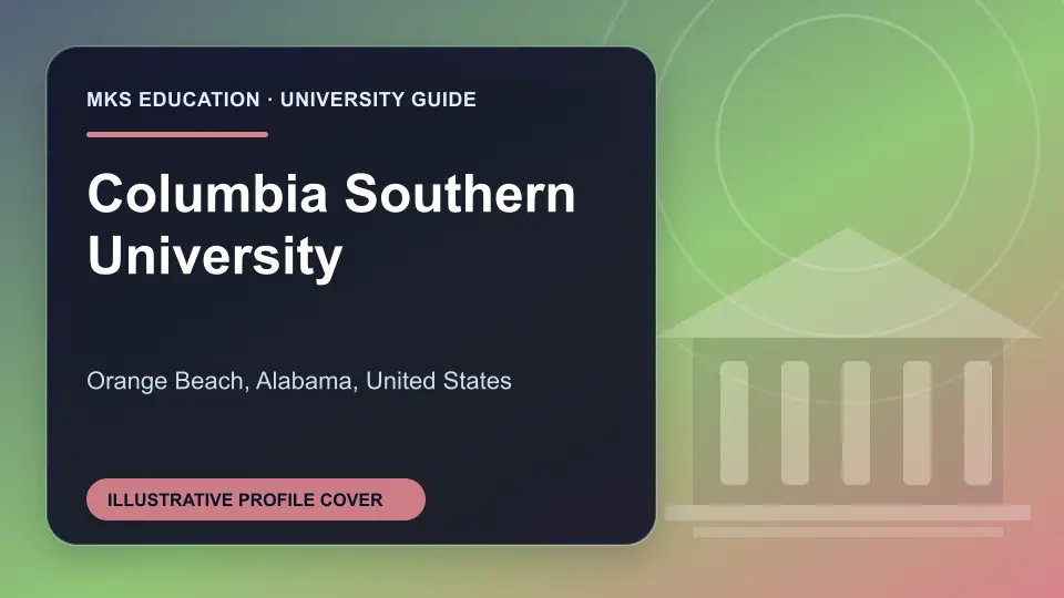 Illustrative MKS Education profile cover for Columbia Southern University in the USA