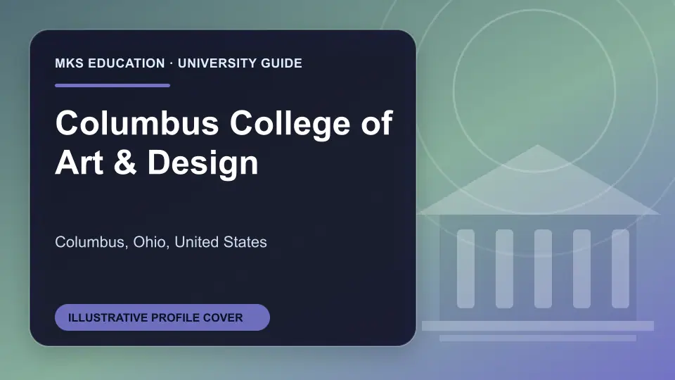 Illustrative MKS Education profile cover for Columbus College of Art & Design in the USA