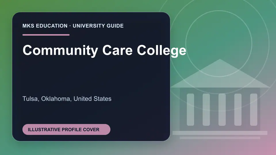 Illustrative MKS Education profile cover for Community Care College in the USA