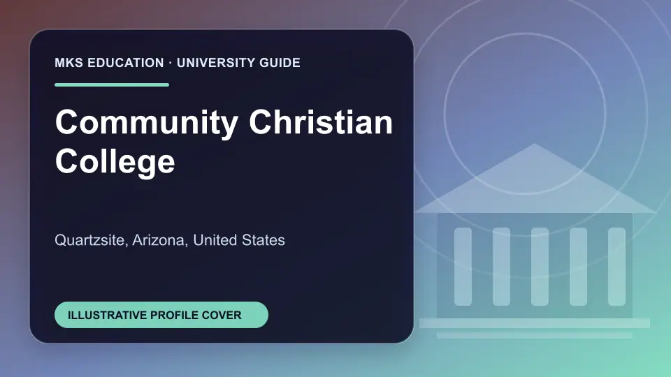 Illustrative MKS Education profile cover for Community Christian College in the USA
