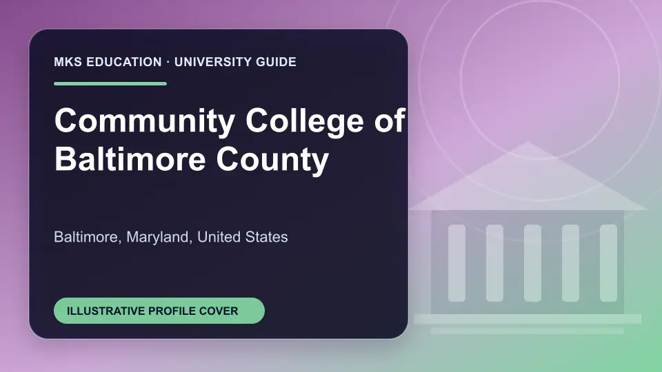 Illustrative MKS Education profile cover for Community College of Baltimore County in the USA