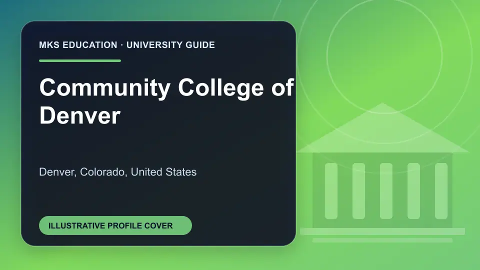 Illustrative MKS Education profile cover for Community College of Denver in the USA