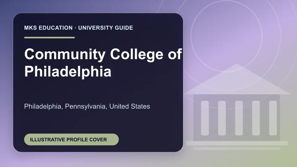 Illustrative MKS Education profile cover for Community College of Philadelphia in the USA