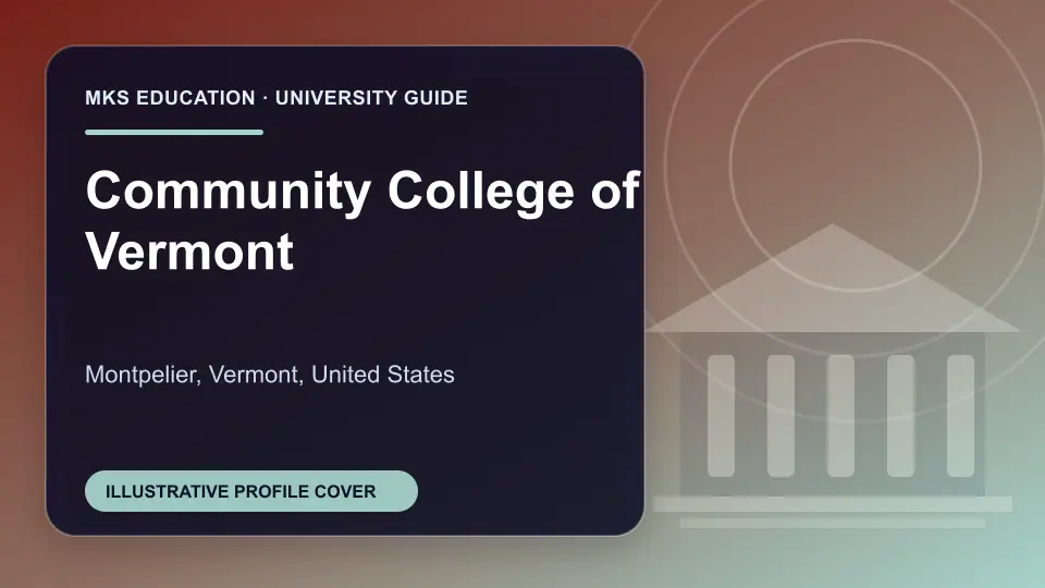 Illustrative MKS Education profile cover for Community College of Vermont in the USA