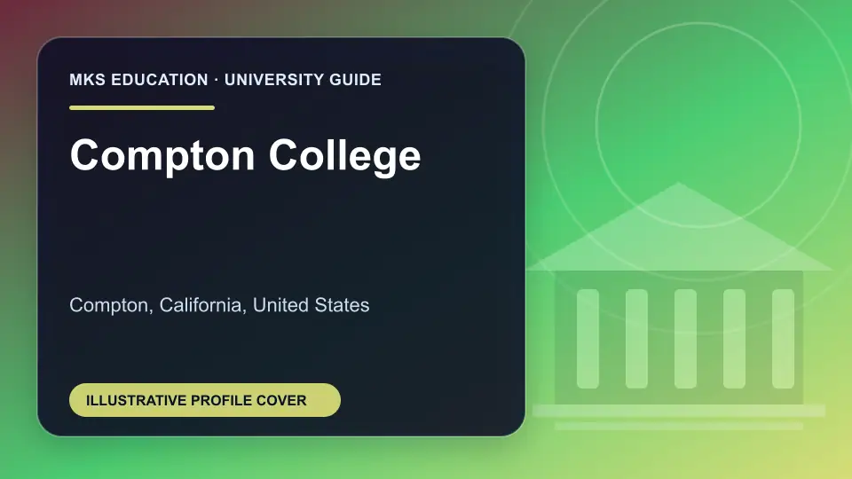 Illustrative MKS Education profile cover for Compton College in the USA