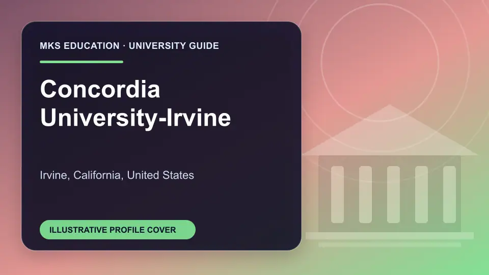 Illustrative MKS Education profile cover for Concordia University-Irvine in the USA