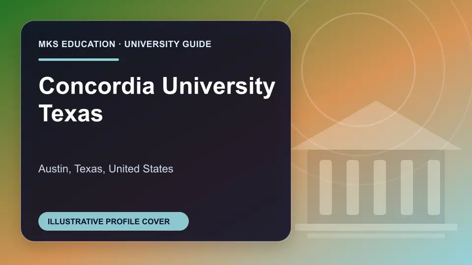 Illustrative MKS Education profile cover for Concordia University Texas in the USA
