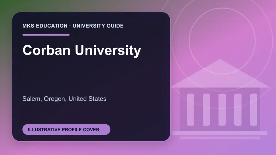 Illustrative MKS Education profile cover for Corban University in the USA