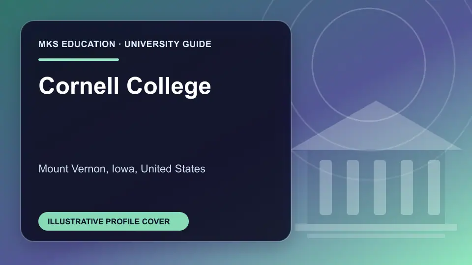 Illustrative MKS Education profile cover for Cornell College in the USA