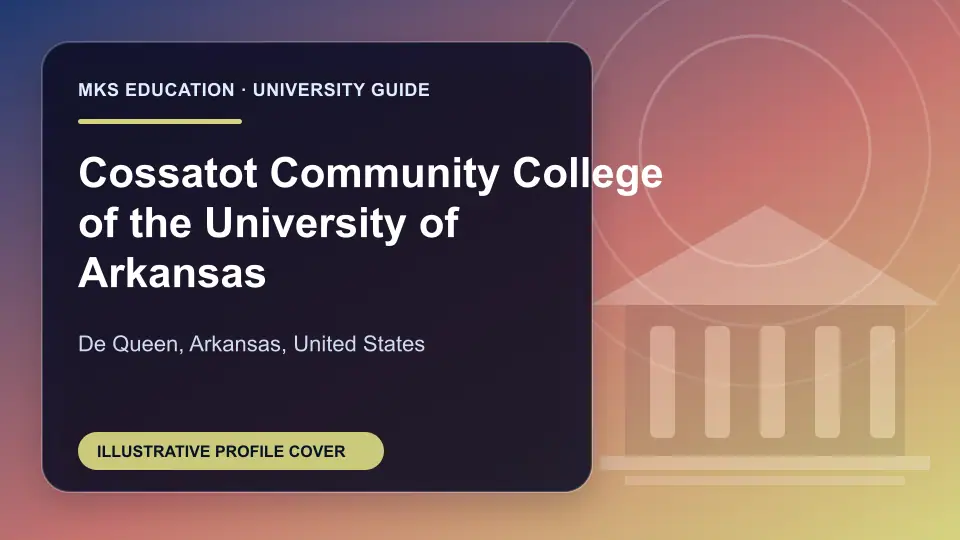Illustrative MKS Education profile cover for Cossatot Community College of the University of Arkansas in the USA