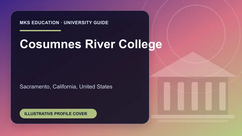 Illustrative MKS Education profile cover for Cosumnes River College in the USA