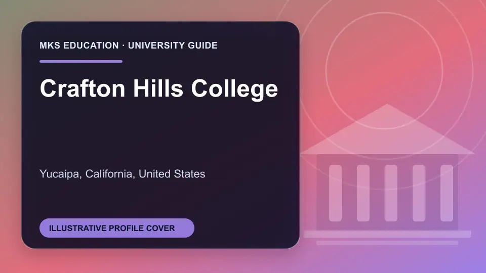 Illustrative MKS Education profile cover for Crafton Hills College in the USA