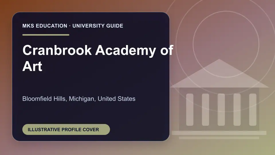 Illustrative MKS Education profile cover for Cranbrook Academy of Art in the USA