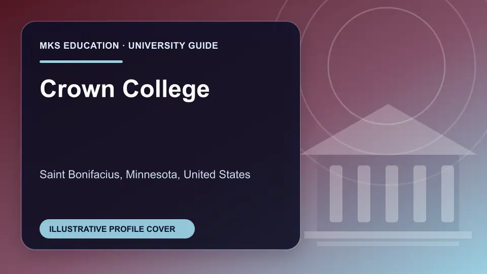 Illustrative MKS Education profile cover for Crown College in the USA