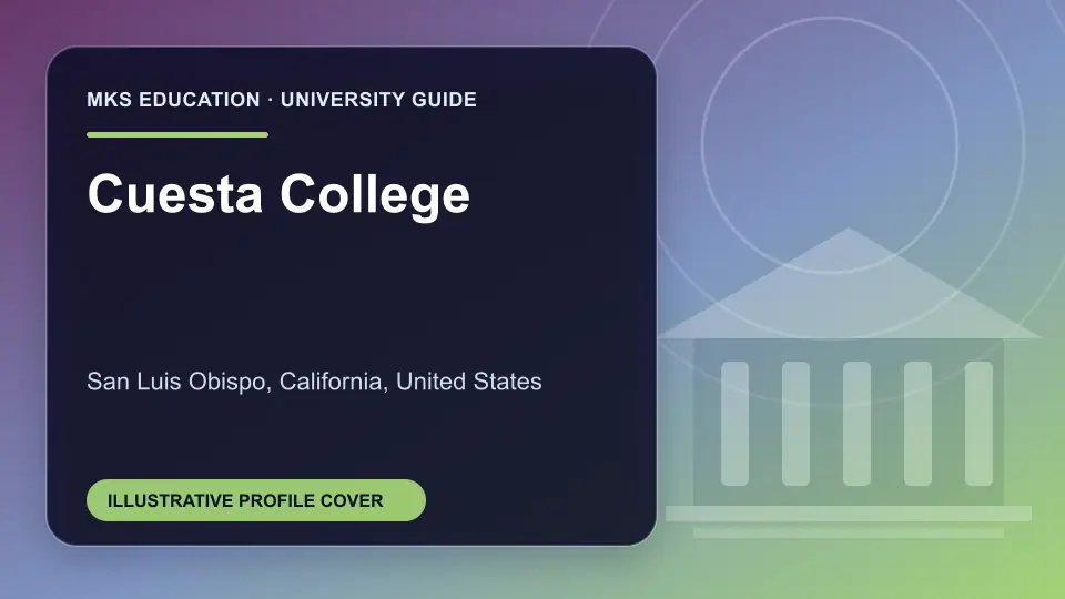 Illustrative MKS Education profile cover for Cuesta College in the USA