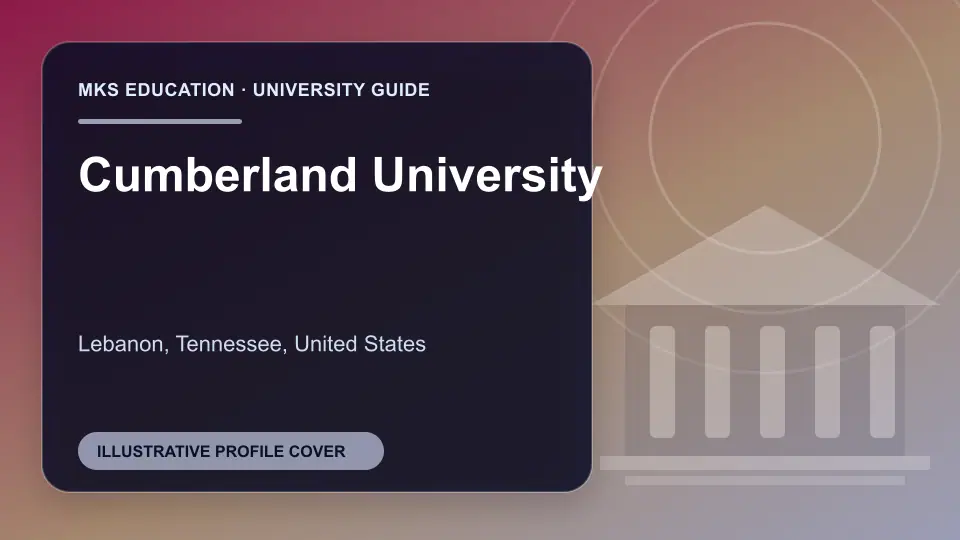 Illustrative MKS Education profile cover for Cumberland University in the USA