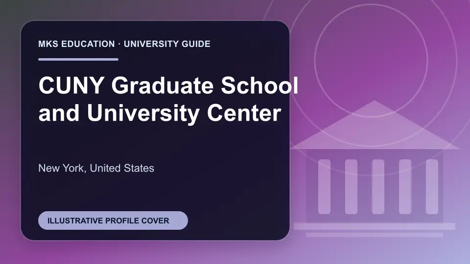 Illustrative MKS Education profile cover for CUNY Graduate School and University Center in the USA