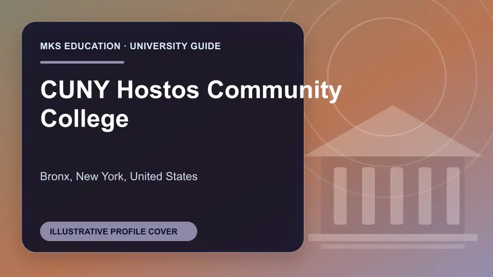 Illustrative MKS Education profile cover for CUNY Hostos Community College in the USA