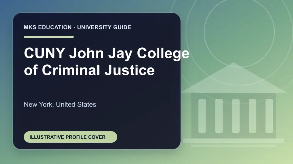 Illustrative MKS Education profile cover for CUNY John Jay College of Criminal Justice in the USA