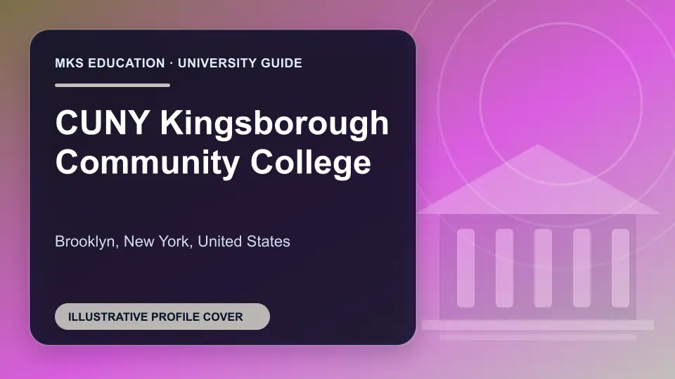Illustrative MKS Education profile cover for CUNY Kingsborough Community College in the USA