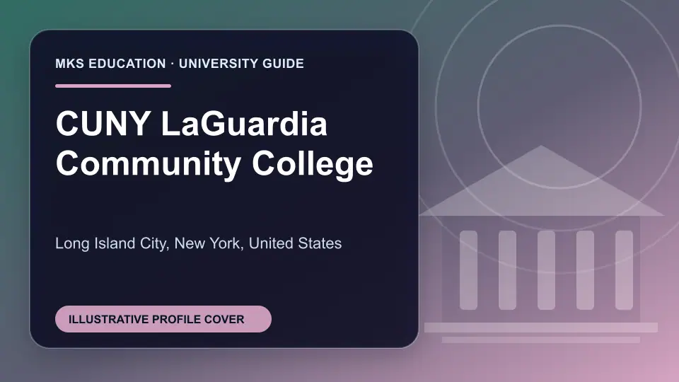 Illustrative MKS Education profile cover for CUNY LaGuardia Community College in the USA