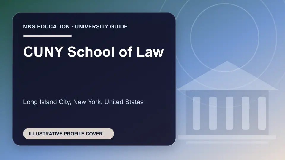 Illustrative MKS Education profile cover for CUNY School of Law in the USA