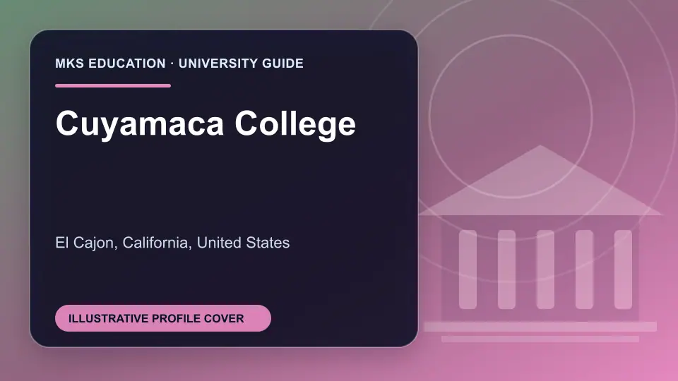 Illustrative MKS Education profile cover for Cuyamaca College in the USA