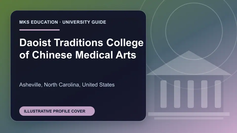 Illustrative MKS Education profile cover for Daoist Traditions College of Chinese Medical Arts in the USA