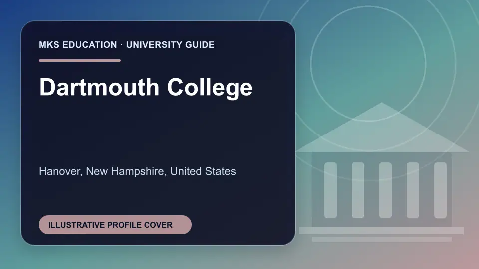 Illustrative MKS Education profile cover for Dartmouth College in the USA