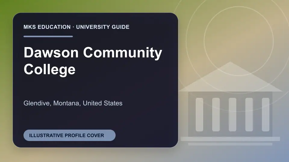 Illustrative MKS Education profile cover for Dawson Community College in the USA