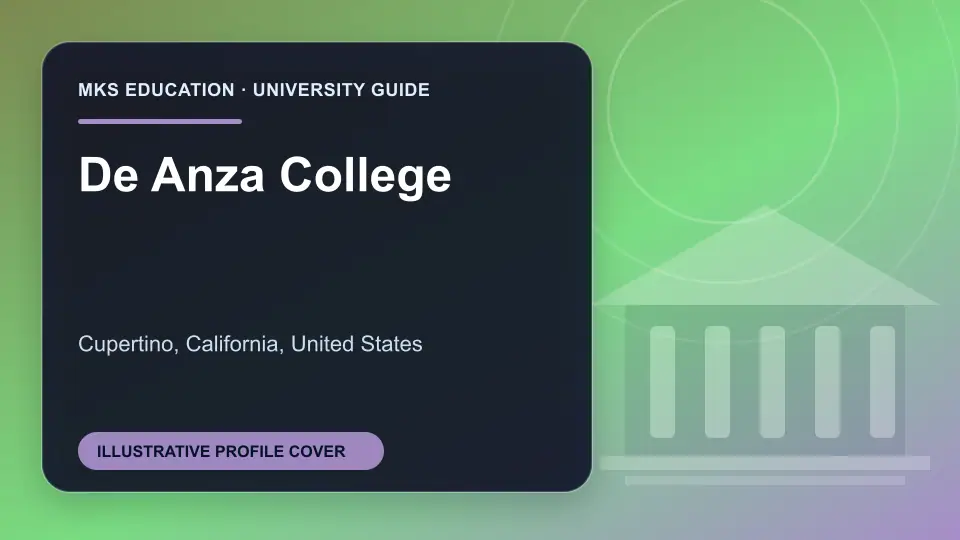 Illustrative MKS Education profile cover for De Anza College in the USA