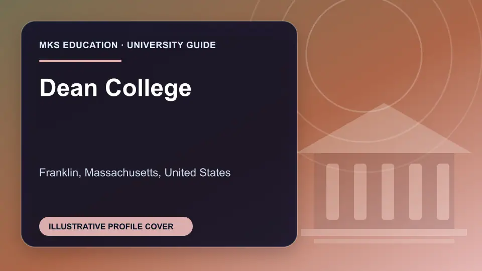 Illustrative MKS Education profile cover for Dean College in the USA