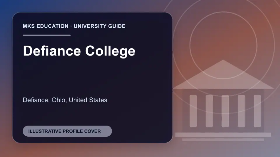 Illustrative MKS Education profile cover for Defiance College in the USA