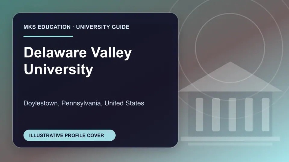 Illustrative MKS Education profile cover for Delaware Valley University in the USA
