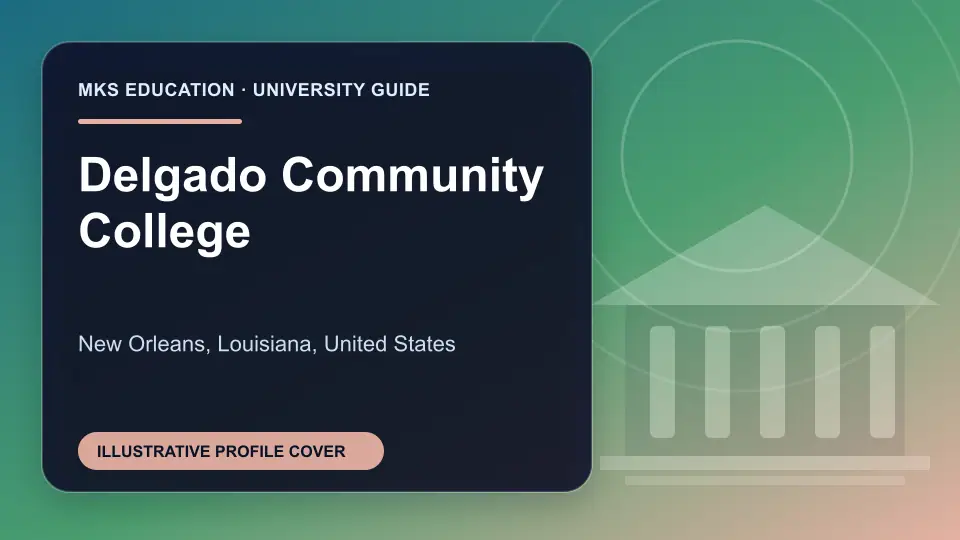 Illustrative MKS Education profile cover for Delgado Community College in the USA