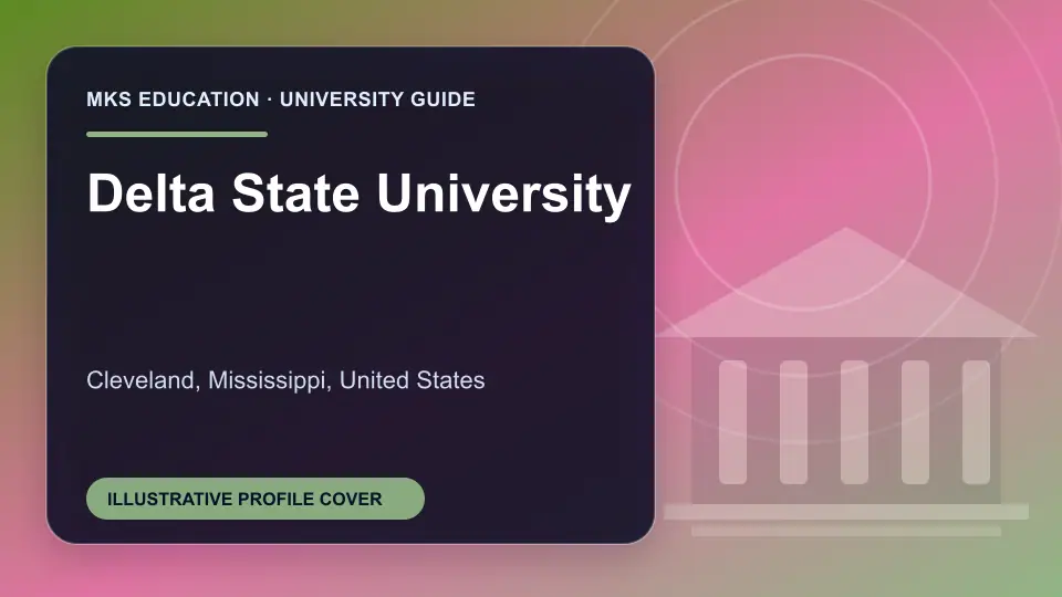 Illustrative MKS Education profile cover for Delta State University in the USA