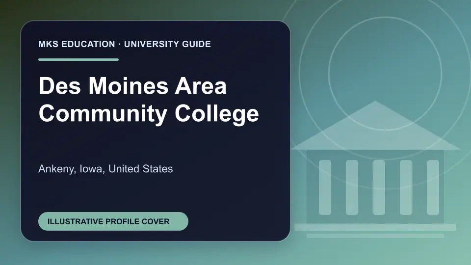 Illustrative MKS Education profile cover for Des Moines Area Community College in the USA