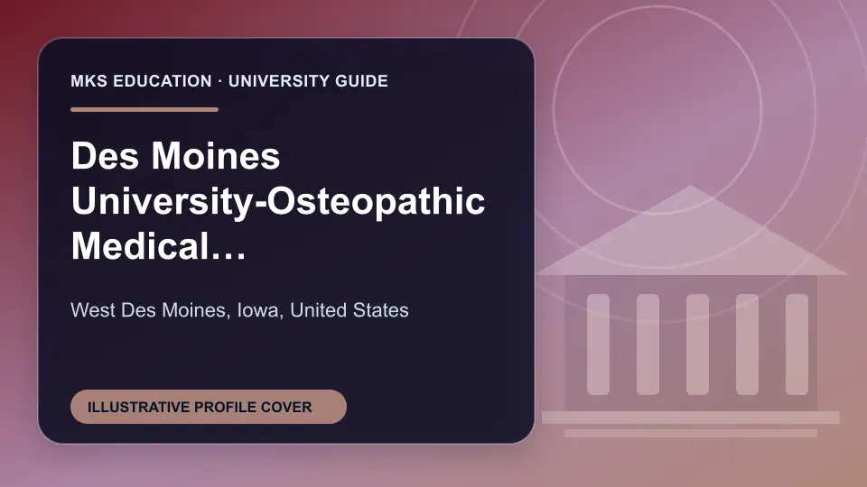 Illustrative MKS Education profile cover for Des Moines University-Osteopathic Medical Center in the USA