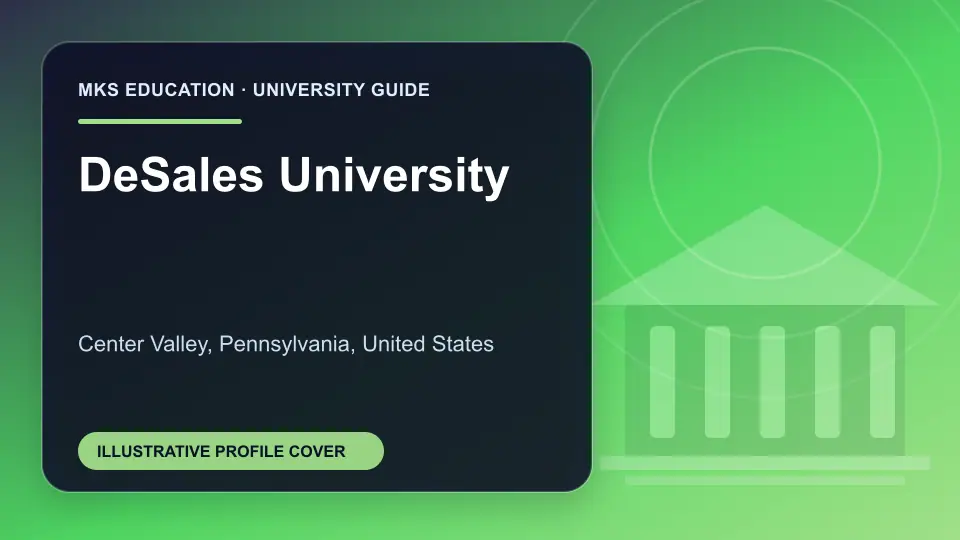 Illustrative MKS Education profile cover for DeSales University in the USA