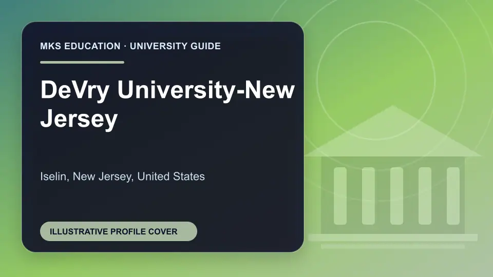 Illustrative MKS Education profile cover for DeVry University-New Jersey in the USA