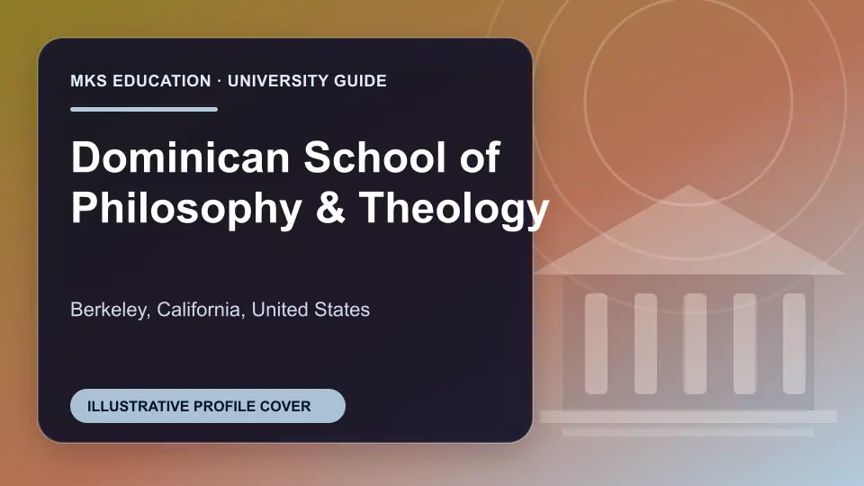 Illustrative MKS Education profile cover for Dominican School of Philosophy & Theology in the USA