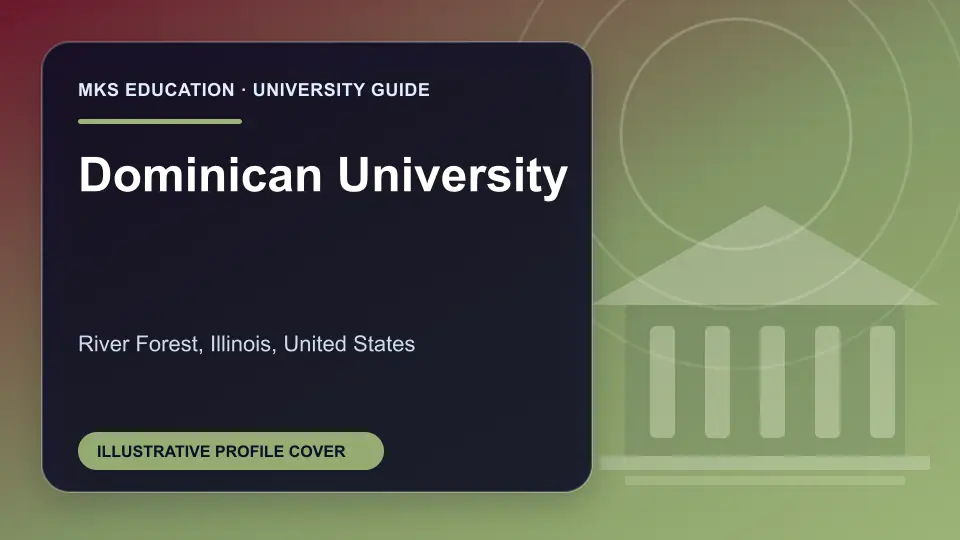 Illustrative MKS Education profile cover for Dominican University in the USA