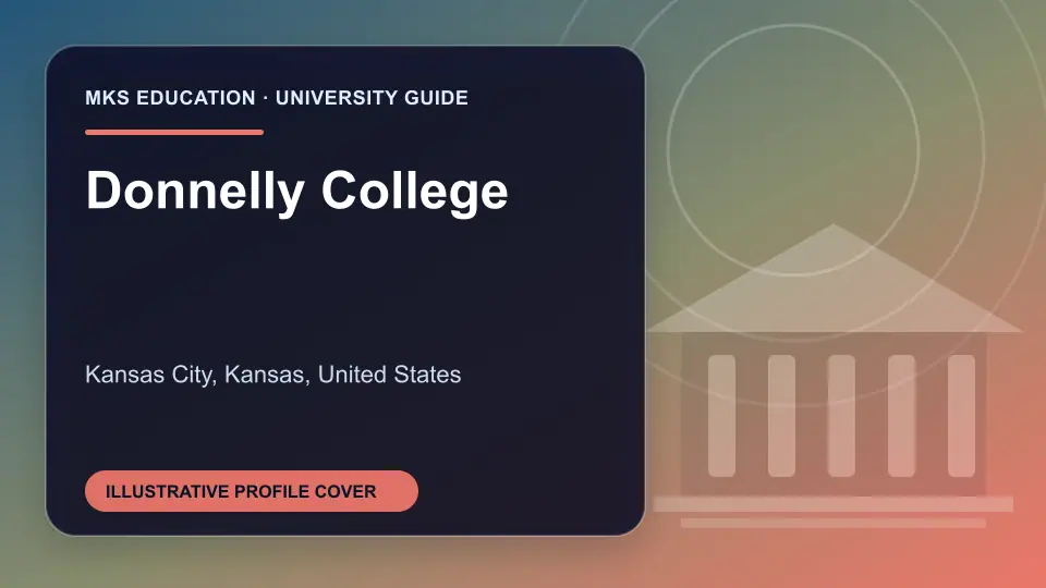 Illustrative MKS Education profile cover for Donnelly College in the USA