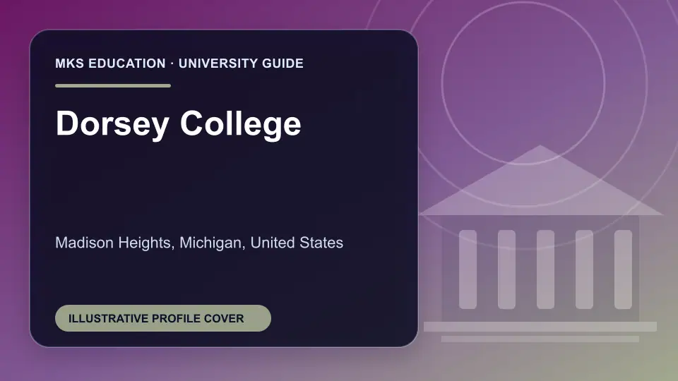 Illustrative MKS Education profile cover for Dorsey College in the USA