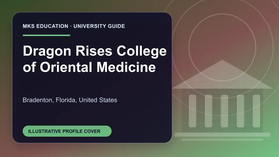 Illustrative MKS Education profile cover for Dragon Rises College of Oriental Medicine in the USA